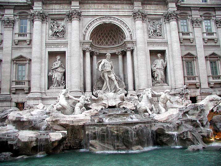 Detail of the statues in the Trevi fountain