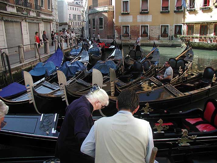 Boarding the gondolas in Venice, Italy