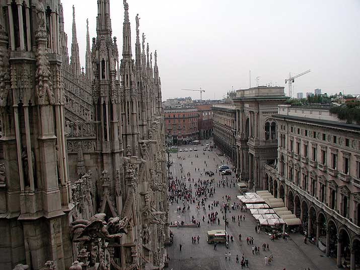 View from the top of the duomo in Milan, Italy