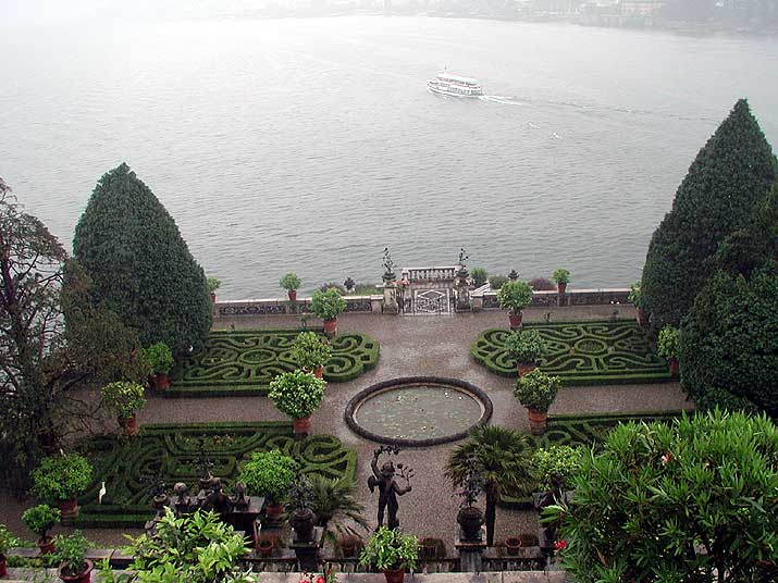 The gardens of the Pallazzo Boromeo on Isola Bella in Lake Maggiore, Italy
