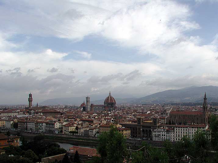 A view of the cityscape of Florence, Italy, from the Piazzale Michelangelo