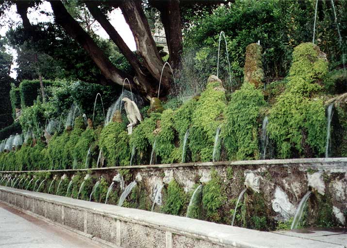 Fountains in the gardens of the Villa d'Este in Tivoli, Italy