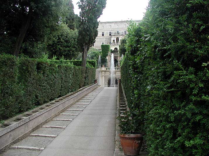 Fountains in the gardens of the Villa d'Este in Tivoli, Italy